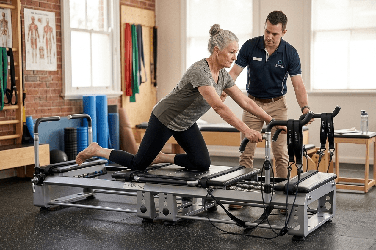 low impact Pilates reformer for rehabilitation and recovery training